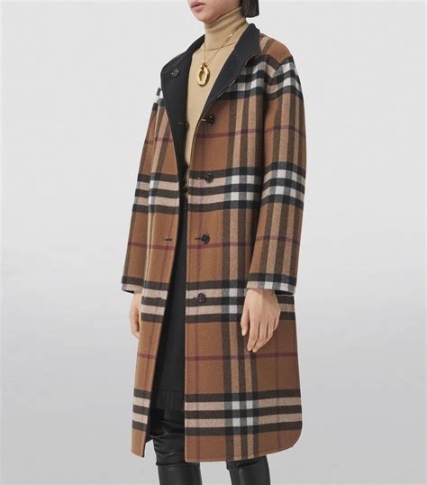 burberry skirted wool coat|Burberry reversible check wool coat.